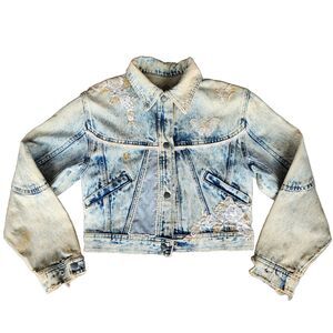 Vtg YR Denim Jacket Womens S Embroidered Cottagecore Floral Whimsical‎ Fairycore